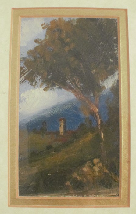 F Burke, four oil on boards, figures in landscape - Image 3 of 5