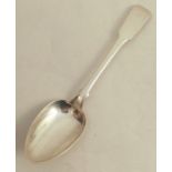 A Scottish provincial silver fiddle pattern serving spoon, engraved with an initial, maker HW of