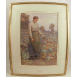 Jacob Brooks, watercolour, The Cabbage Pickers, 19.5ins x 14ins