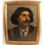 F Richards, oil on canvas, portrait of a man with moustache and earring, 19ins x 15ins