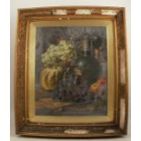 A 19th century oil on canvas, still life study of fruit and a claret jug, signed F. Stanier 19ins