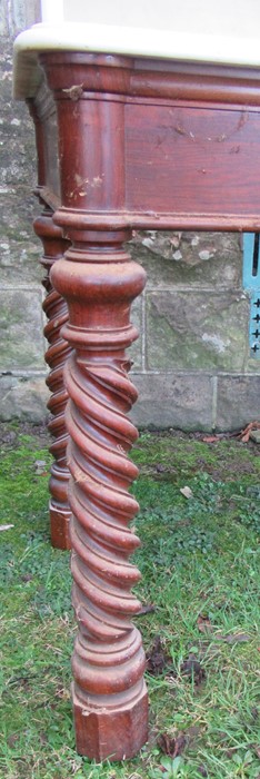 A Victorian walnut marble topped wash stand, with marble shelf to the gallery back and sides, with - Image 3 of 3