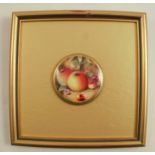 A Royal Worcester circular plaque, painted with fruit to a mossy background by W Bee, dated 1930,