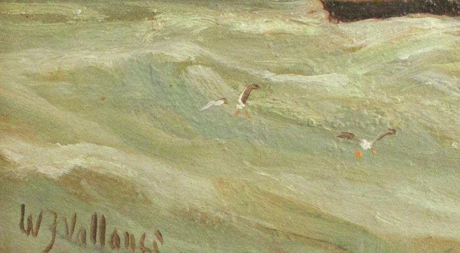 William Vallance, oil on artist board, seascape with boats in full sail. 9ins x 13ins - Image 3 of 3
