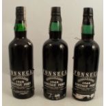 Three bottles of Fonseca 1968 vintage port
