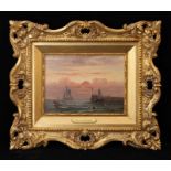 William Thornberry, signed, oil on board, coastal marine scene with fishermen and distant