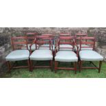 A set of eight (6 + 2) 19th century mahogany chairs, with bar splat backs