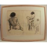 David Phipps, charcoal drawings, studies of nudes, dated 2001, 13.5ins x 19ins