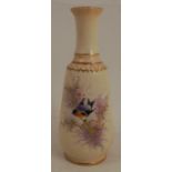 A Locke and Co Worcester blush ivory vase, decorated with a bird on a gilt branch, height 6.