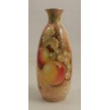 A Royal Worcester vase, decorated with fruit to a mossy ground by Leaman, shape number 2491/2,
