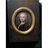 Christian Friedrich Zincke, unsigned, enamel on copper, portrait miniature of a wigged gentleman