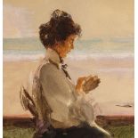 Laura Knight, watercolour and body colour, initialled LK 13 indistinctly lower left, portrait in