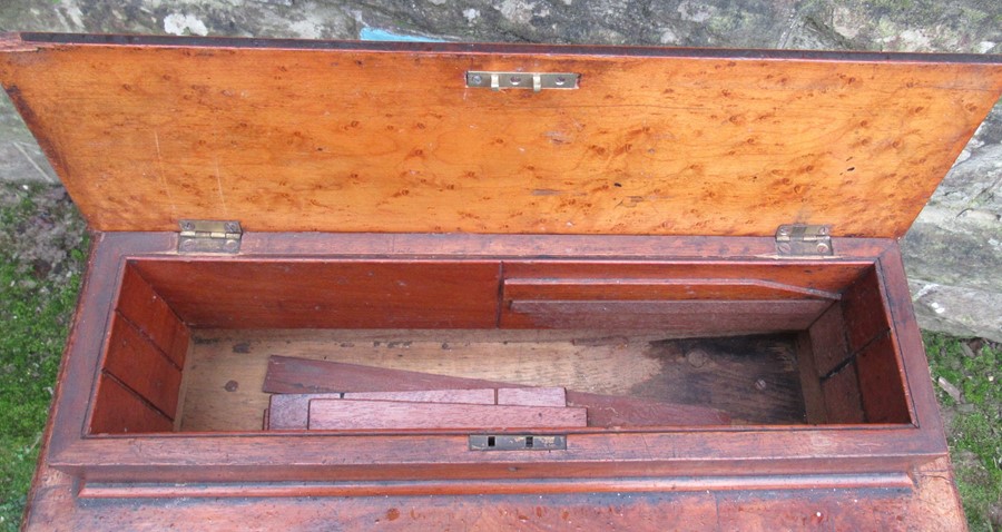 A late 19th century burr walnut davenport, having a stationery compartment, and four drawers and - Image 4 of 4