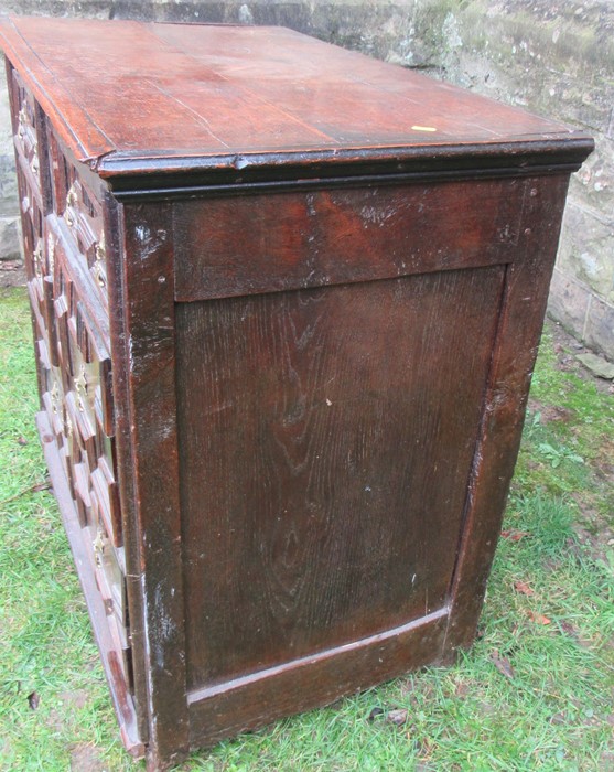 A 17th century style moulded front chest, of two short drawers over three long drawers, width - Image 5 of 6