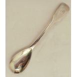 A Scottish provincial fiddle pattern condiment spoon, engraved with an initial, Tain town mark,
