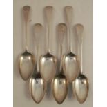 A set of six Scottish provincial silver serving spoons, engraved with an initial, maker John