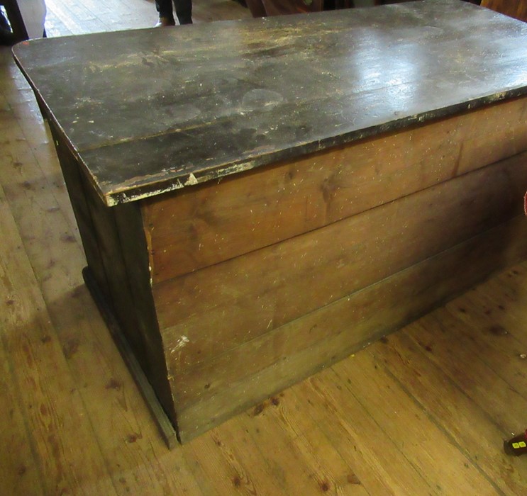 A 19th century painted and stained cupboard base, possibly pine, having two cupboard doors and a - Image 3 of 3