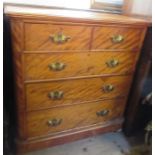 A 19th century satin birchwood chest, of two short drawers over three graduated long drawers, with