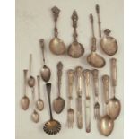 A collection of hallmarked silver flatware, to include a sifting spoon, tea spoons, etc, together