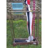 An Antique five division brass stick stand, of rectangular form