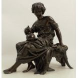 A bronze model, of a seated Classical figure with sphere and compass, signed Moreau, height 10ins