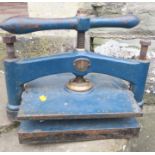 A Mordan & Co London table top book press, width 17ins