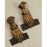 Two Victorian gilt metal letter clips, formed as hands