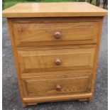 A modern low chest, with three drawers, width 19ins x height 22.5ins