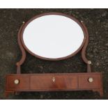 A Victorian oval swing frame toilet mirror, having three drawers to the base, width 20.75ins x