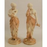 A pair of Royal Worcester blush ivory figures, Joy and Sorrow, Sorrow af, dated 1908, height