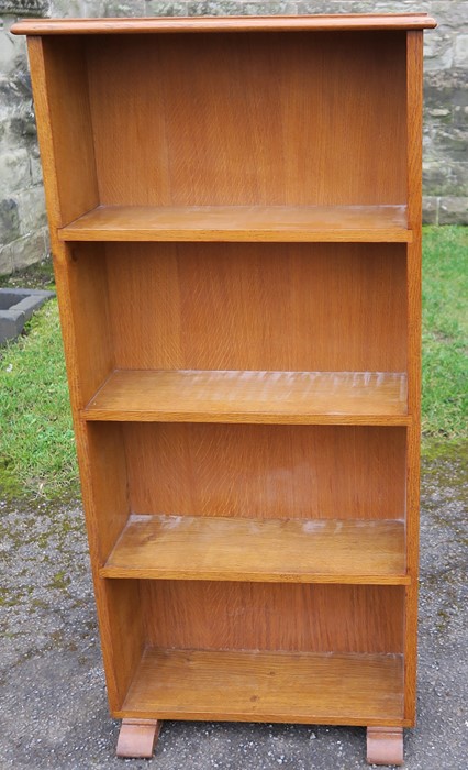 A four shelf set of oak book shelves, width 22.5ins x depth 8ins x height 48ins