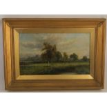 Anderton, oil on canvas, 19th century landscape of sheep in a field with a castle, possibly Warwick,
