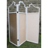 A painted Art Nouveau style three fold screen, height 80ins, each panel width 27ins