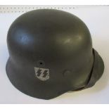 A  WW2 German style helmet, with an "SS" emblem to each side
