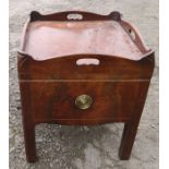 A 19th century mahogany tray top commode, 19ins x 19ins, height 22ins