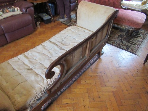 A Regency mahogany framed chaise longue, in the manner of George Bullock,  having scroll ends, - Image 7 of 15