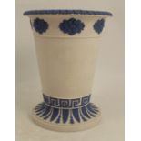 A 19th century Wedgwood jasper wear vase, decorated with blue Classical motifs to a white ground,