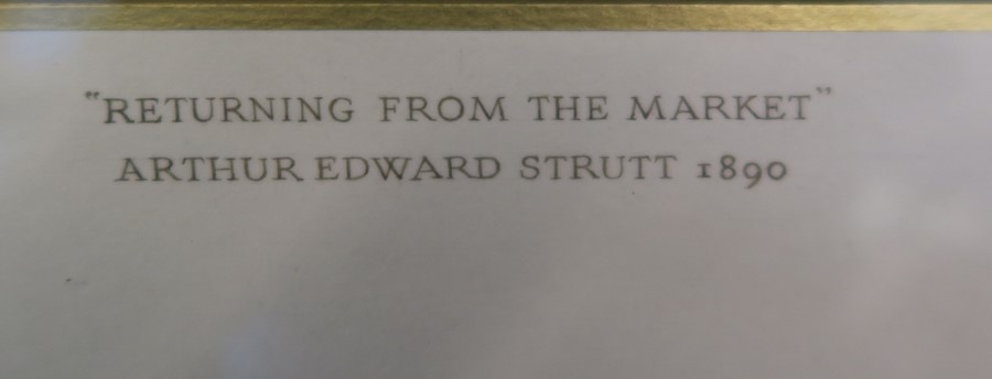 Arthur Edward Strutt, watercolour,  returning from the market, figure walking through woods, 12.5ins - Image 4 of 4