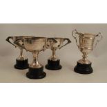 Four hallmarked silver trophy cups, three from the Chaddesley Corbett British Legion Show and a