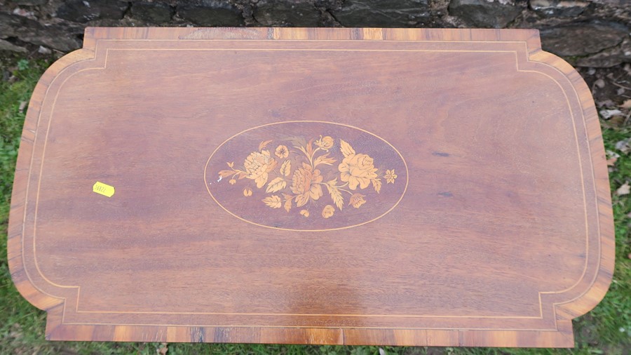 An Edwardian mahogany centre table, of rectangular form, with D shaped ends, having a central - Image 2 of 2