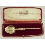 A cased silver gilt Coronation anointing spoon, London 1936, maker Goldsmiths & Silversmiths