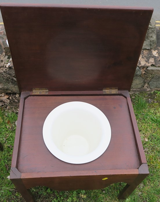 A 19th century mahogany wash stand, of square form, with well to the top, over a drawer with plant - Image 3 of 3