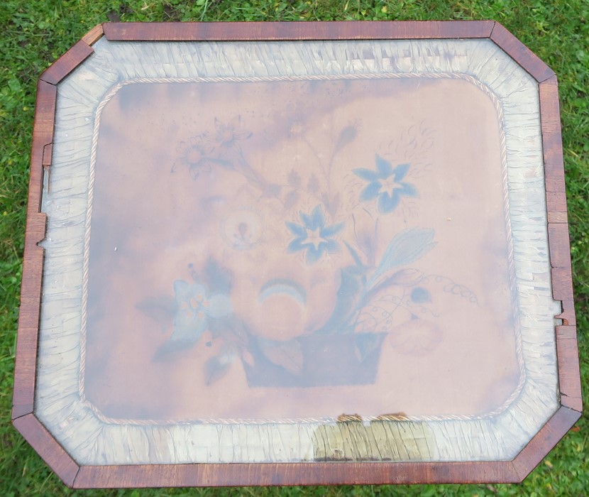 A pair of low rectangular tripod tables, decorated with an embroidered basket of fruit to the - Image 4 of 4