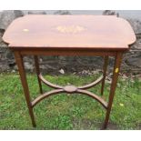 An Edwardian mahogany centre table, of rectangular form, with D shaped ends, having a central