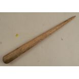 An 18th19th century whale bone marlin spike, or fid, having an octagonal shaped handle, tapering