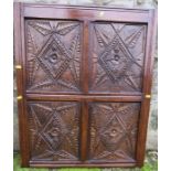 A wainscot panel, comprising of four carved panels, 36ins x 28ins