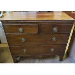 A 19th century mahogany chest, of two short over two long drawers, with bobbin turned moulding,
