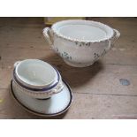 A Royal Worcester tureen and stand, together with a 19th century porcelain tureen base