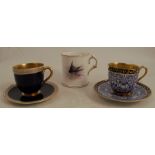 A Royal Worcester mug, decorated with a swallow, circa 1904, height 2.25ins, together with two Royal