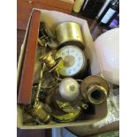 A box to include various clock parts, sconces, thermometer, etc.